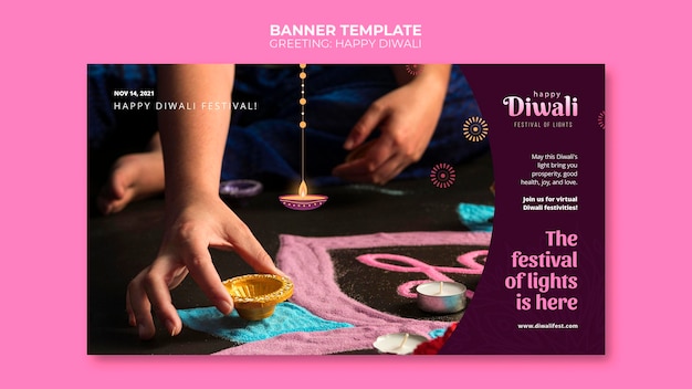 Free PSD diwali celebration horizontal banner template