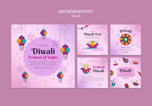 Free PSD diwali celebration instagram posts collection