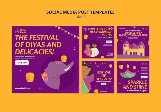 Free PSD diwali celebration  instagram posts