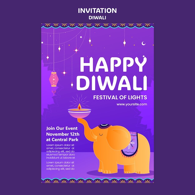 Free PSD diwali celebration invitation template