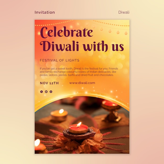 Free PSD diwali celebration invitation template