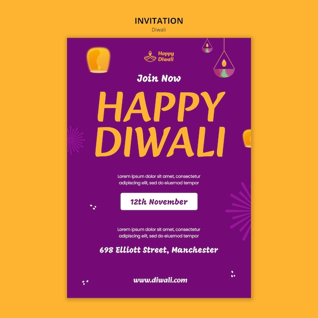 Free PSD diwali celebration invitation template