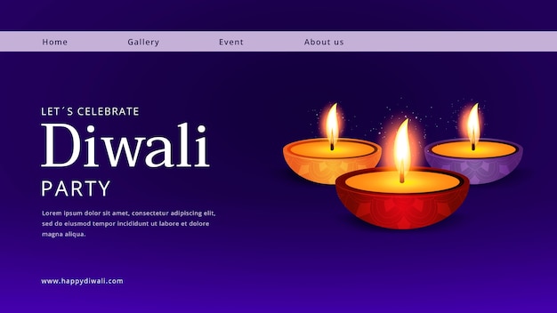 Free PSD diwali celebration landing page template