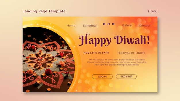 Free PSD diwali celebration landing page template