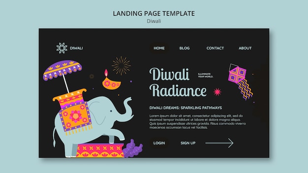 Free PSD diwali celebration landing page template