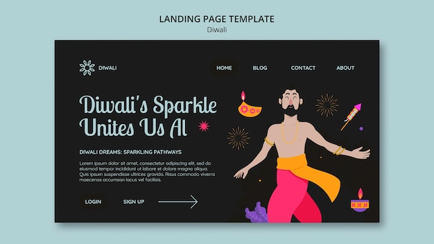 Free PSD diwali celebration landing page template