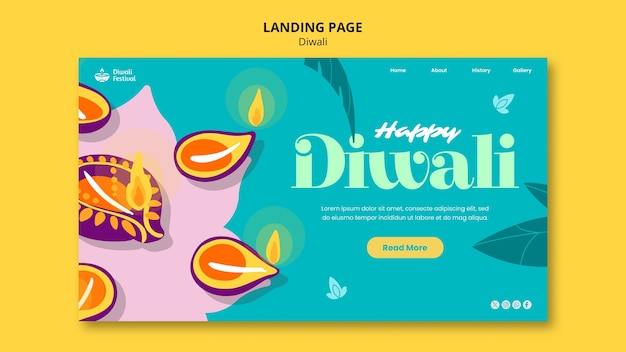 Free PSD diwali celebration landing page template