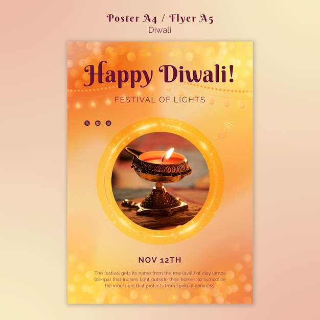 Free PSD diwali celebration poster template