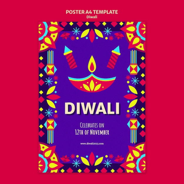 Free PSD diwali celebration poster template