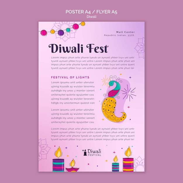 Free PSD diwali celebration vertical poster template