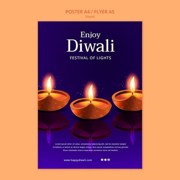 Diwali celebration vertical poster template