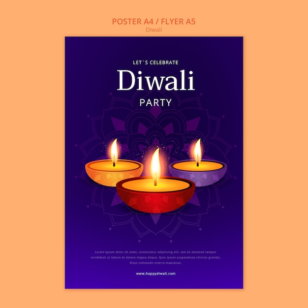 Free PSD diwali celebration vertical poster template