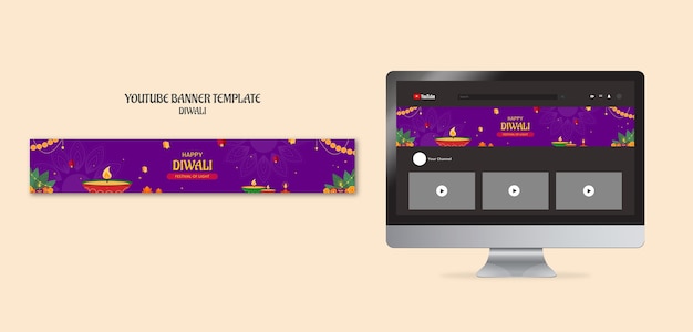 Diwali celebration youtube banner  template