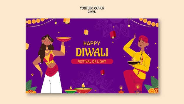 Free PSD diwali celebration youtube cover template