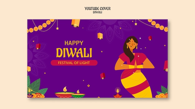 Free PSD diwali celebration youtube cover template