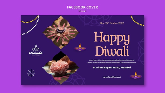 Free PSD diwali festival celebration social media cover template