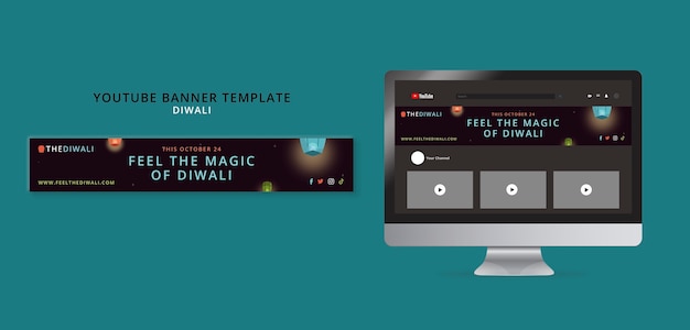 Diwali festival celebration youtube banner template