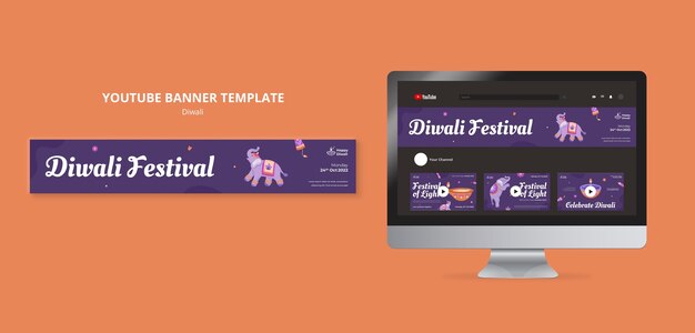 Diwali festival celebration youtube banner template