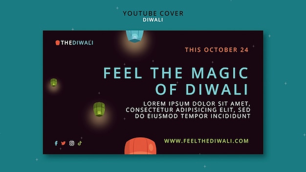 Free PSD diwali festival celebration youtube cover template