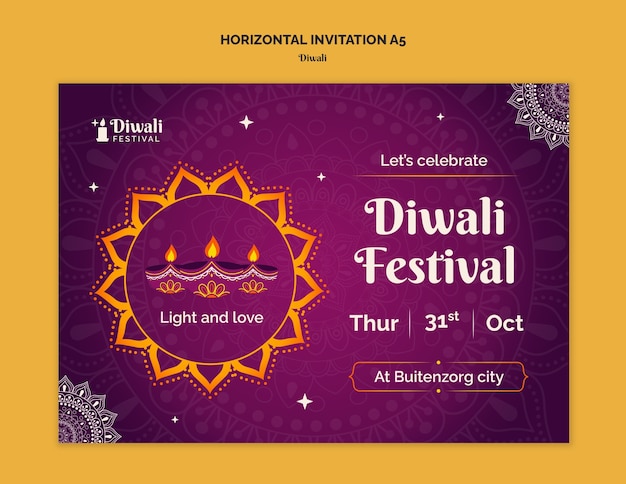 Free PSD diwali invitation template design