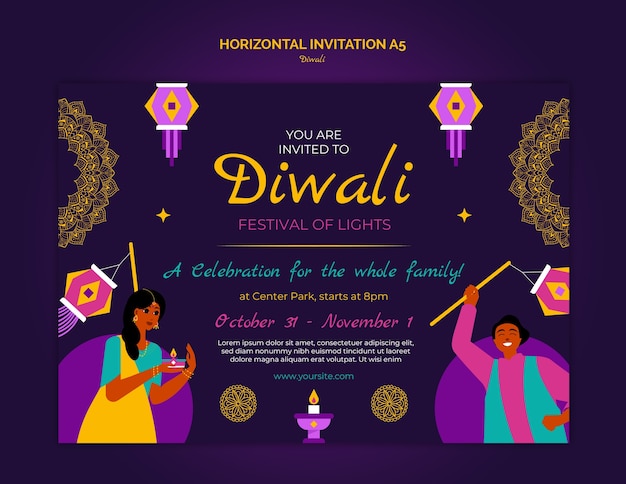 Free PSD diwali template design