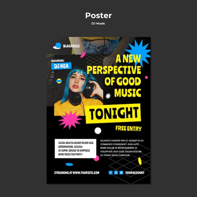 Dj music poster template