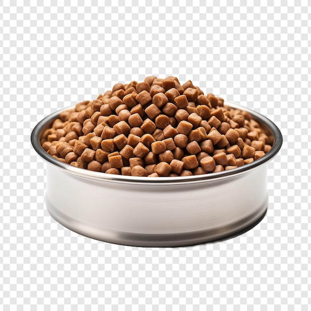 Free PSD dog food in steel bowl isolated on transparent background