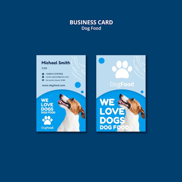 Dog food vertical business card template