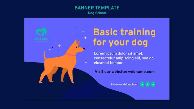 Free PSD dog school concept banner template