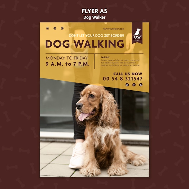 Free PSD dog walker flyer template