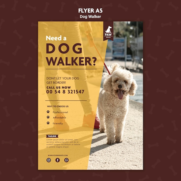 Free PSD dog walker flyer