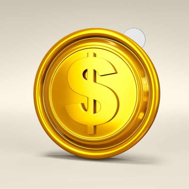 Dollar sign gold coin icon Isolated 3d render Illustration