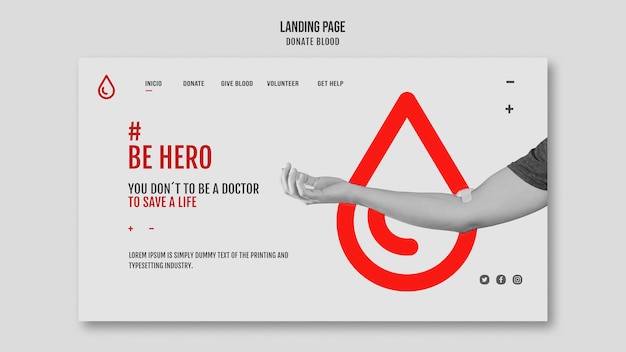 Free PSD donate blood homepage