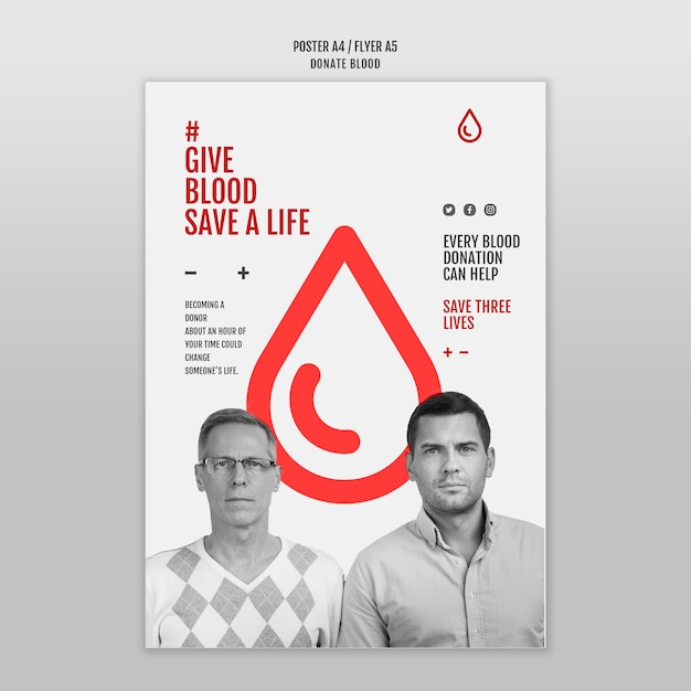 Free PSD donate blood poster template