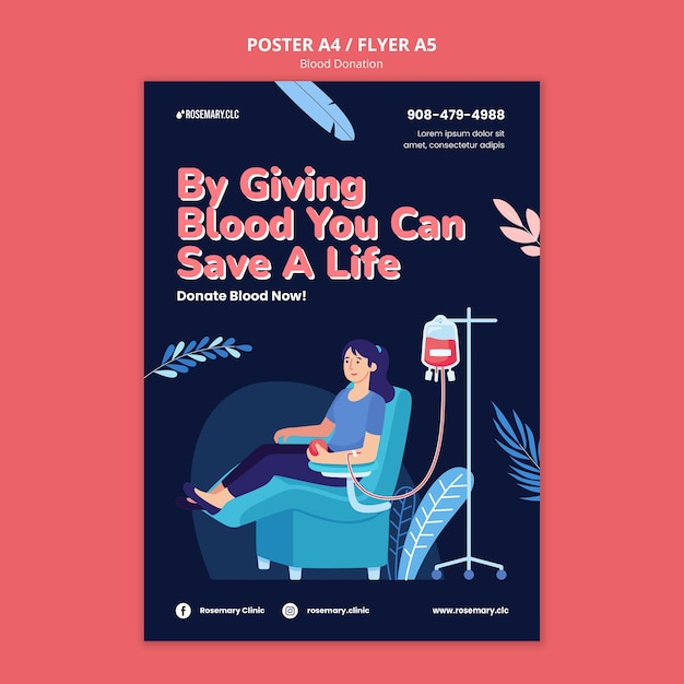 Free PSD donate blood poster template