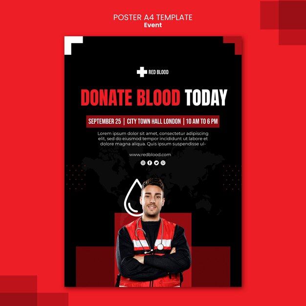 Donate blood today poster template