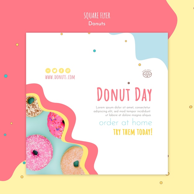 Donut concept square flyer template