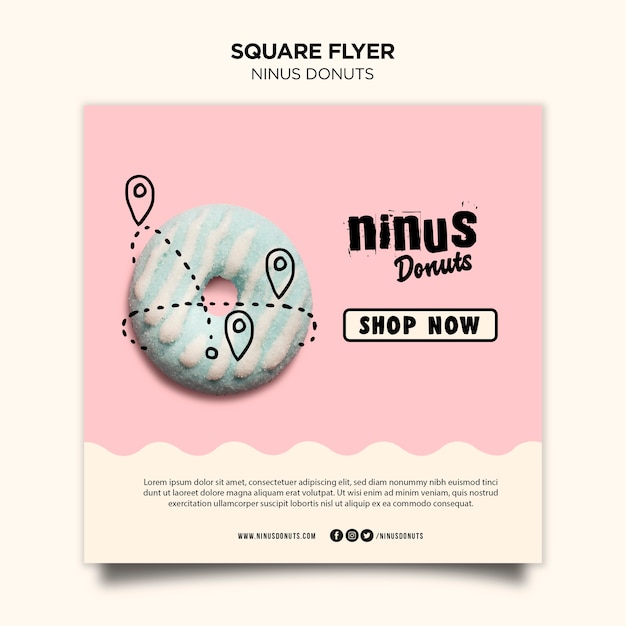 Free PSD donuts concept square flyer template