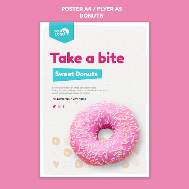 Free PSD donuts store poster template