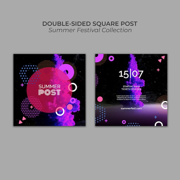 Double sided square post template for summer festival