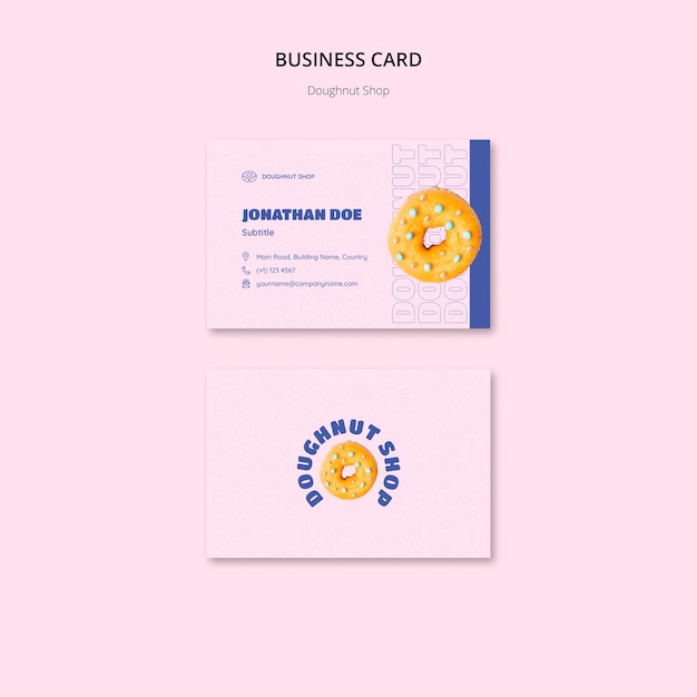 Free PSD doughnut shop business card template