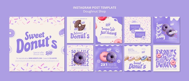 Free PSD doughnut shop instagram posts