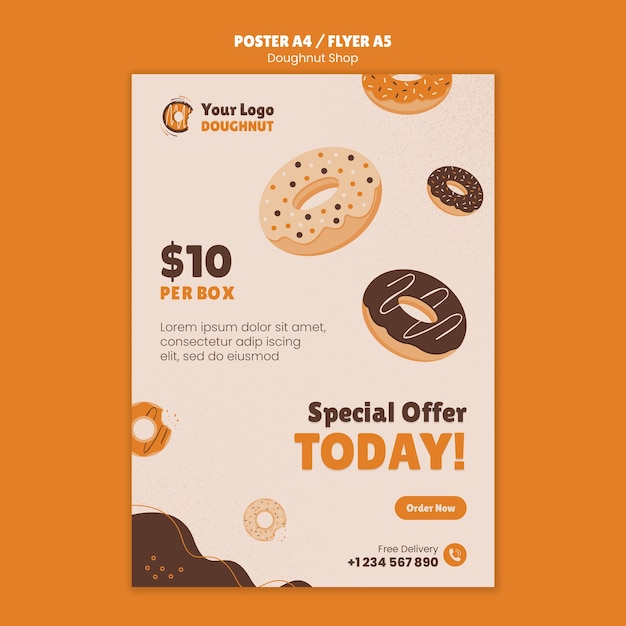 Doughnut shop poster template