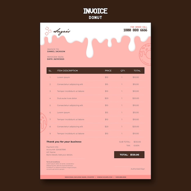 Doughnuts madness invoice print template