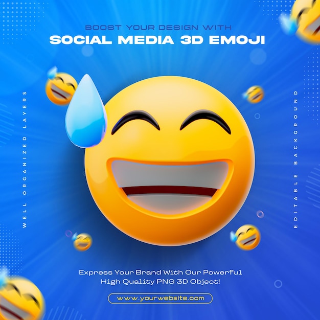 Free PSD downcast face emoji icon isolated 3d render illustration