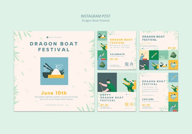 Free PSD dragon boat festival  template design