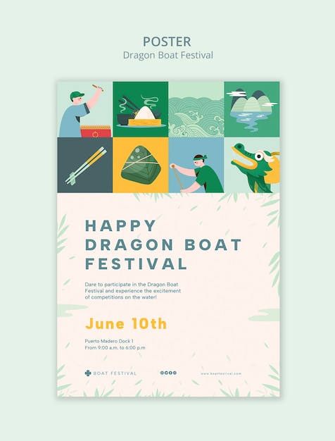 Free PSD dragon boat festival  template design