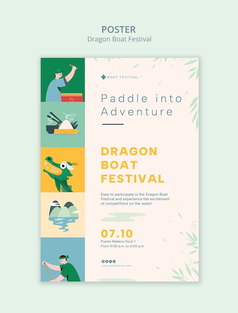 Free PSD dragon boat festival  template design