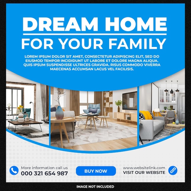 Free PSD dream home for sale real estate social media post template design