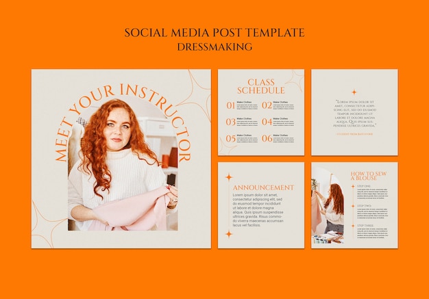 Free PSD dressmaking social media post template